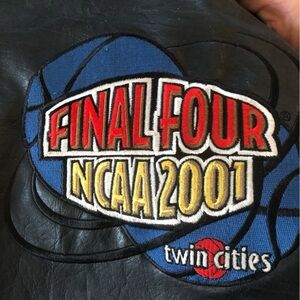 Vintage March Madness NCAA Black Men's Leather Duffel Bag